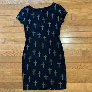 Forever21 Black Leopard Bodycon Dress medium